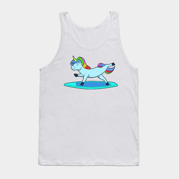 Cartoon Unicorn Does SUP Yoga Tank Top by Modern Medieval Design